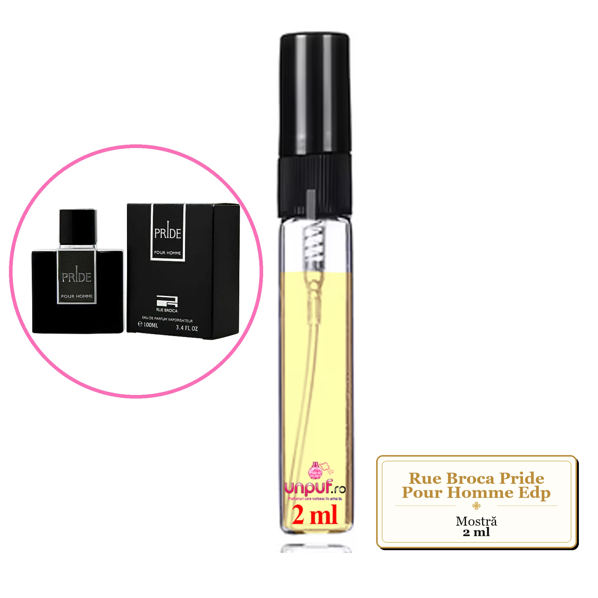 Mostra fiola din Parfumul Rue Broca Pride Pour Homme Edp, decant sticla cu pulverizator 