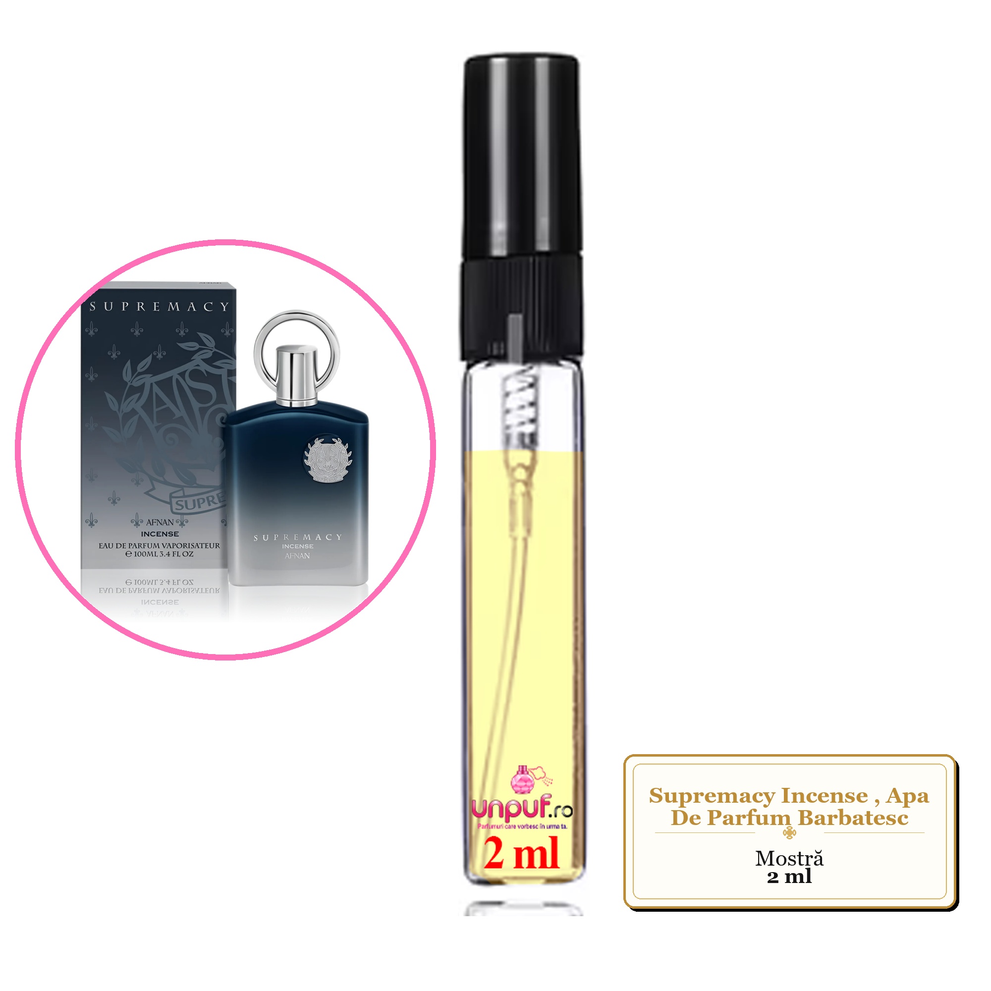 Mostra fiola din Parfumul Supremacy Incense, Apa De Parfum Barbatesc, decant sticla cu pulverizator 