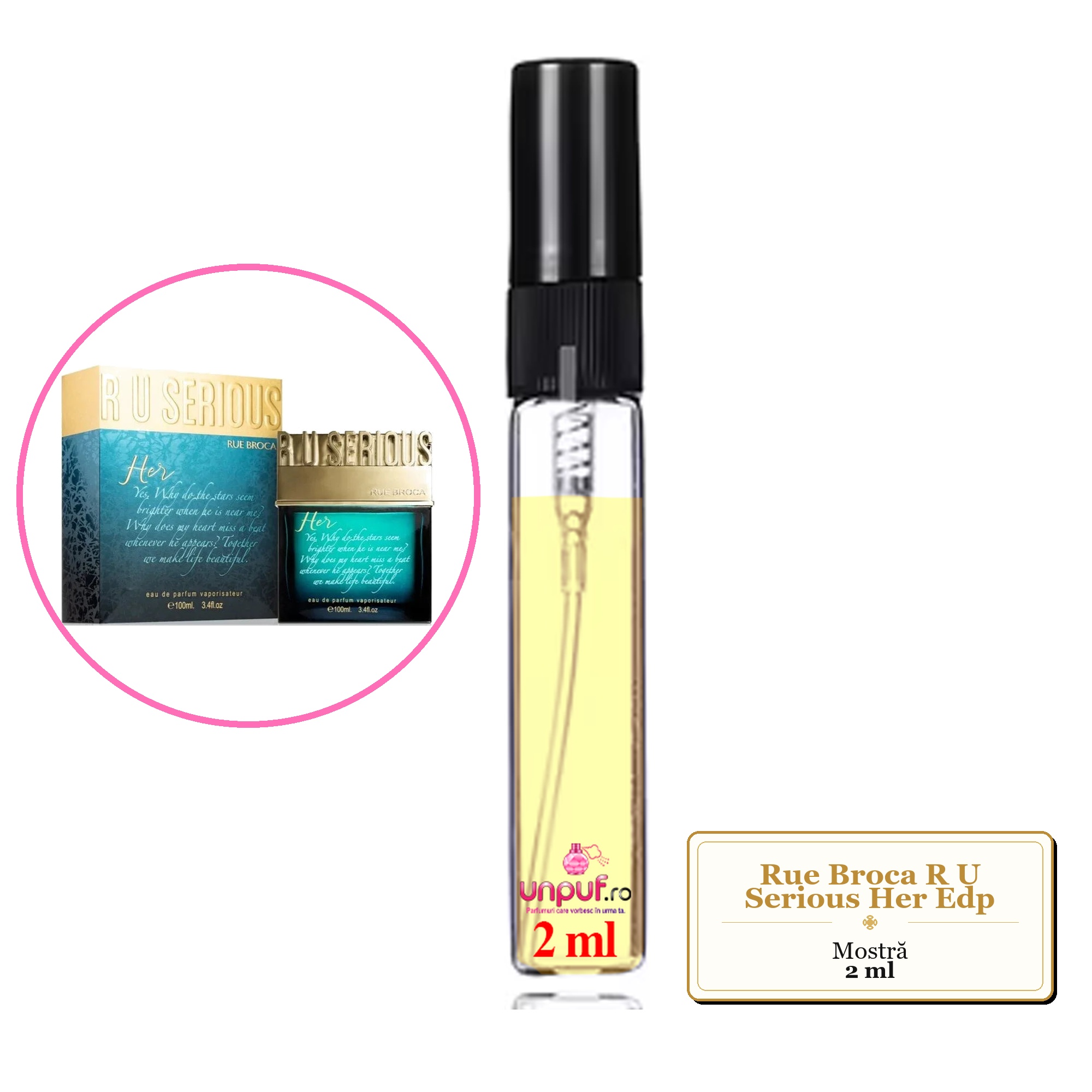 Mostra fiola din Parfumul Rue Broca R U Serious Her Edp, decant sticla cu pulverizator 