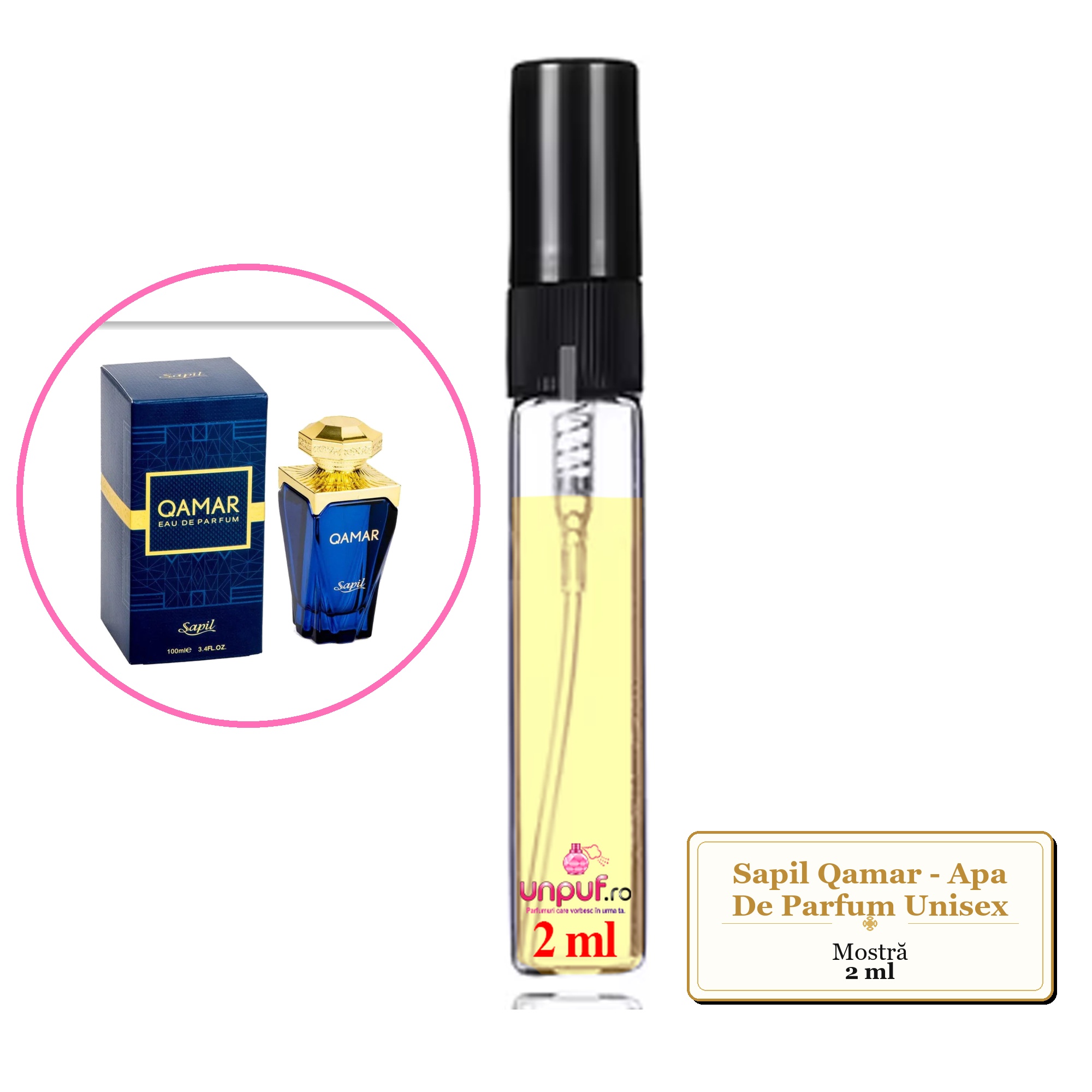 Mostra fiola din Parfumul Sapil Qamar - Apa De Parfum Unisex, decant sticla cu pulverizator 