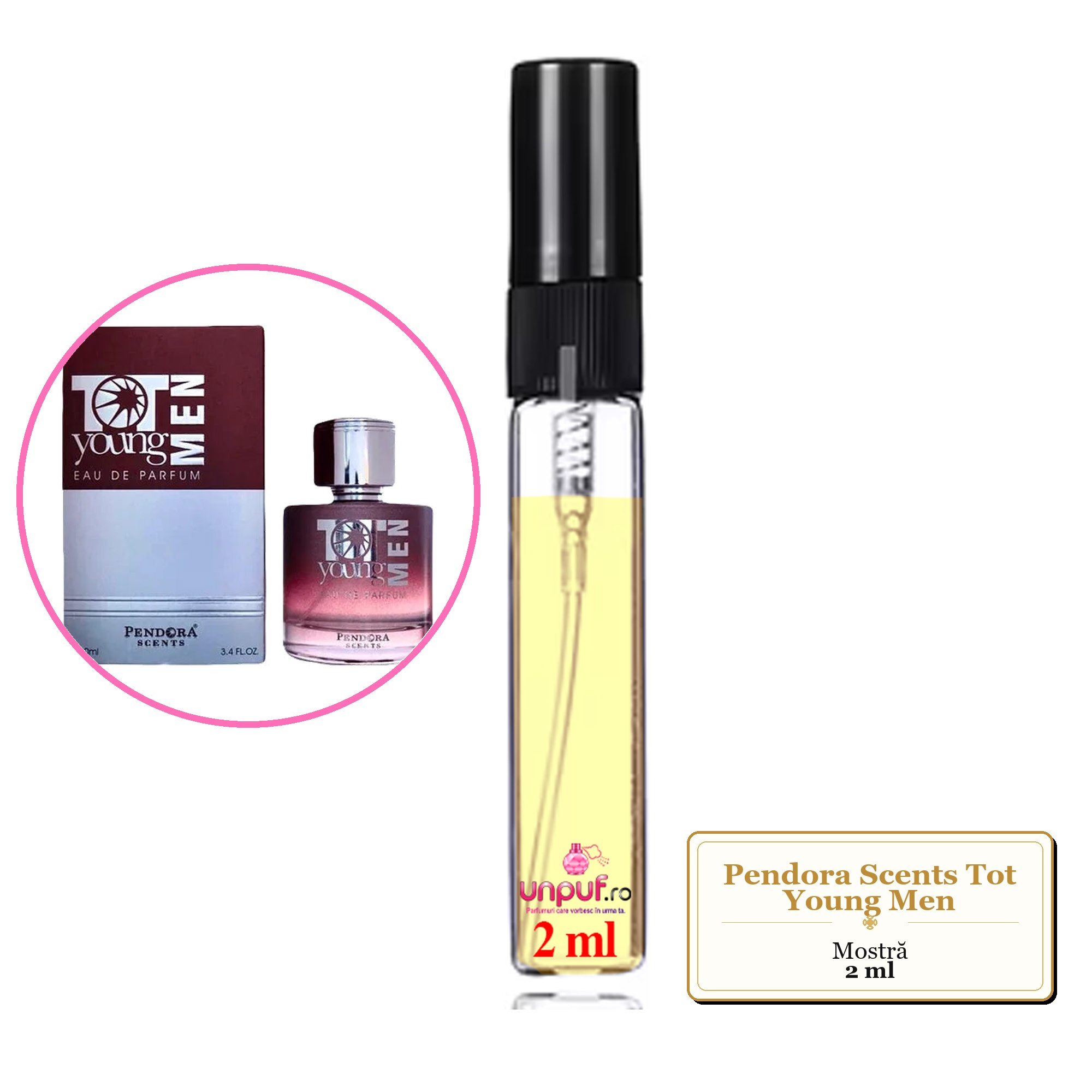 Mostra fiola din Parfumul Pendora Scents Tot Young Men, decant sticla cu pulverizator