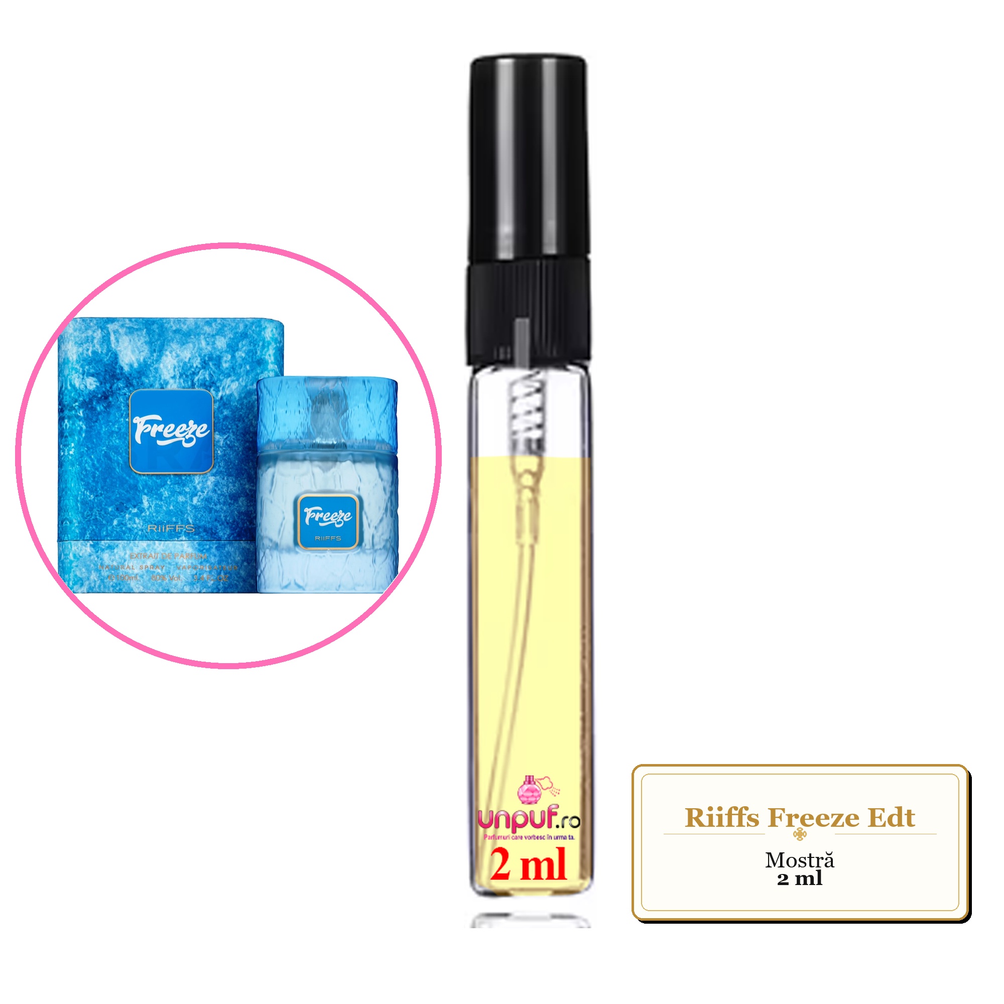 Mostra fiola din Parfumul Riiffs Freeze Edt, decant sticla cu pulverizator