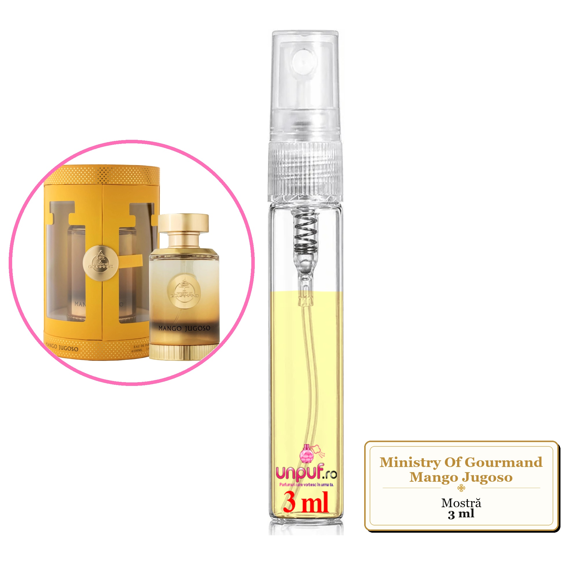 Mostra fiola din Parfumul Ministry Of Gourmand Mango Jugoso, decant sticla cu pulverizator