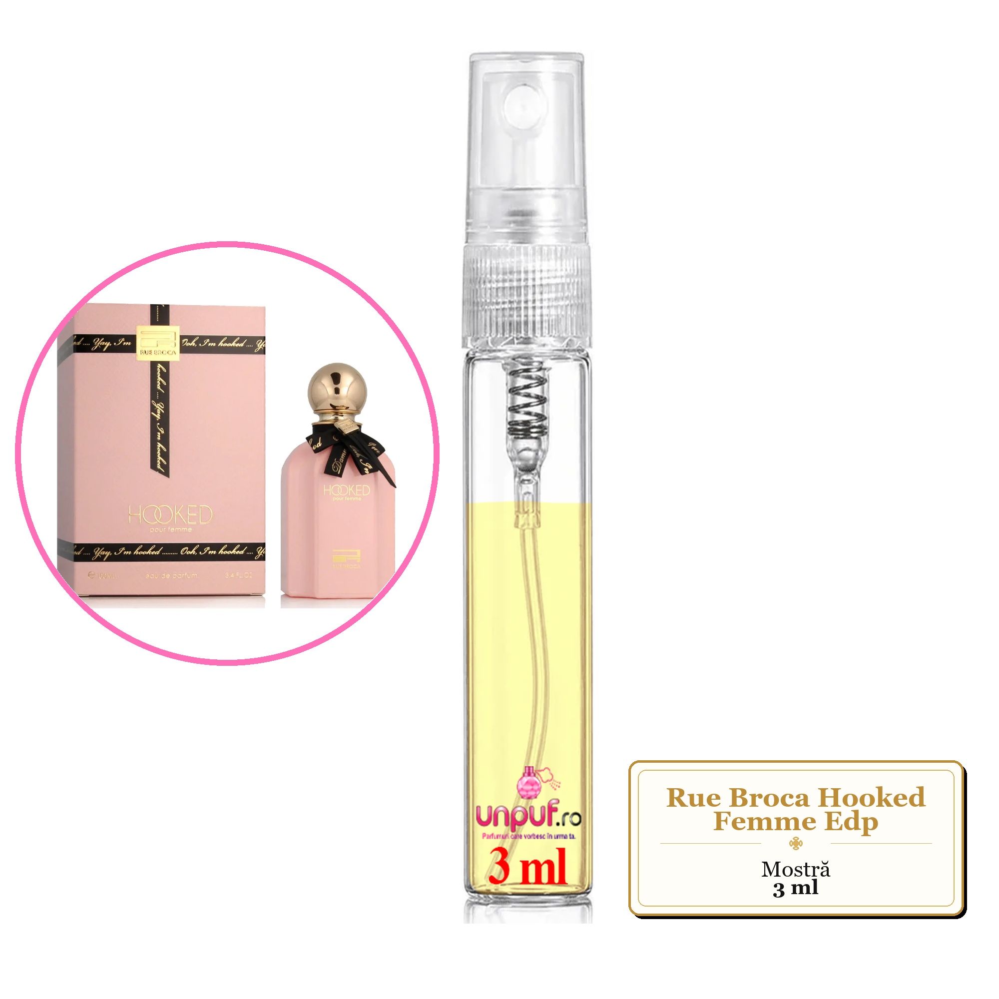 Mostra fiola din Parfumul Rue Broca Hooked Femme Edp, decant sticla cu pulverizator