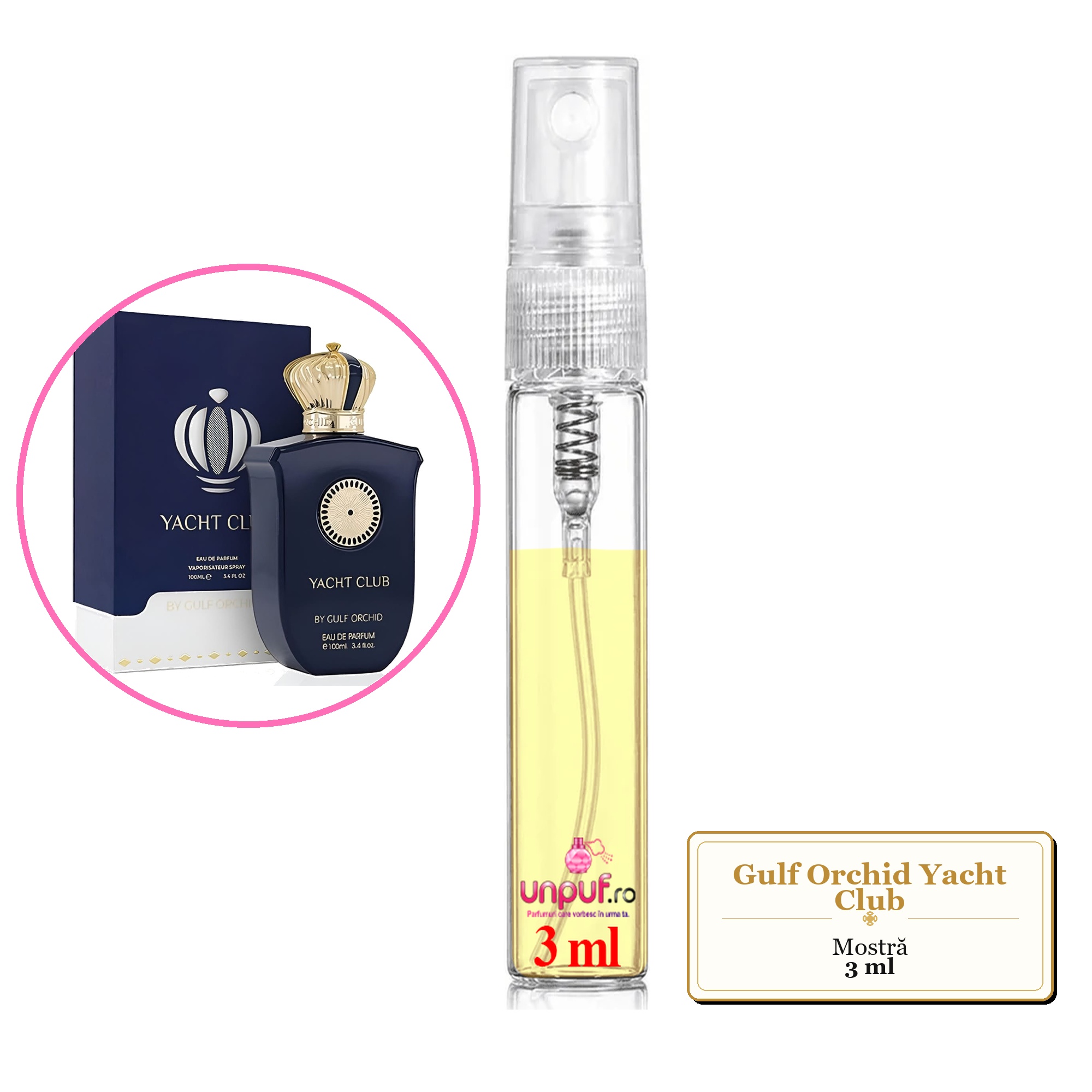 Mostra fiola din Parfumul Gulf Orchid Yacht Club, decant sticla cu pulverizator
