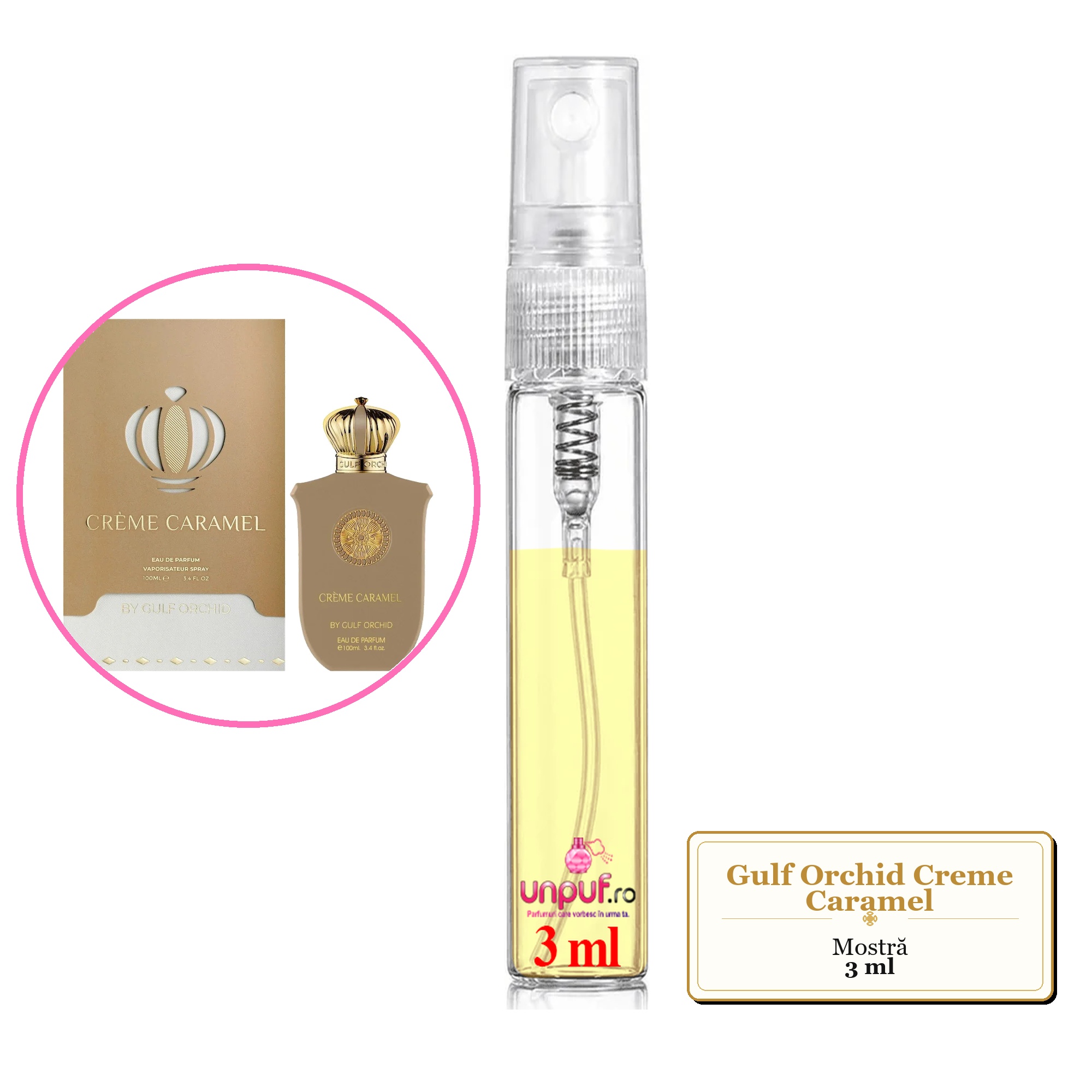 Mostra fiola din Parfumul Gulf Orchid Creme Caramel, decant sticla cu pulverizator 