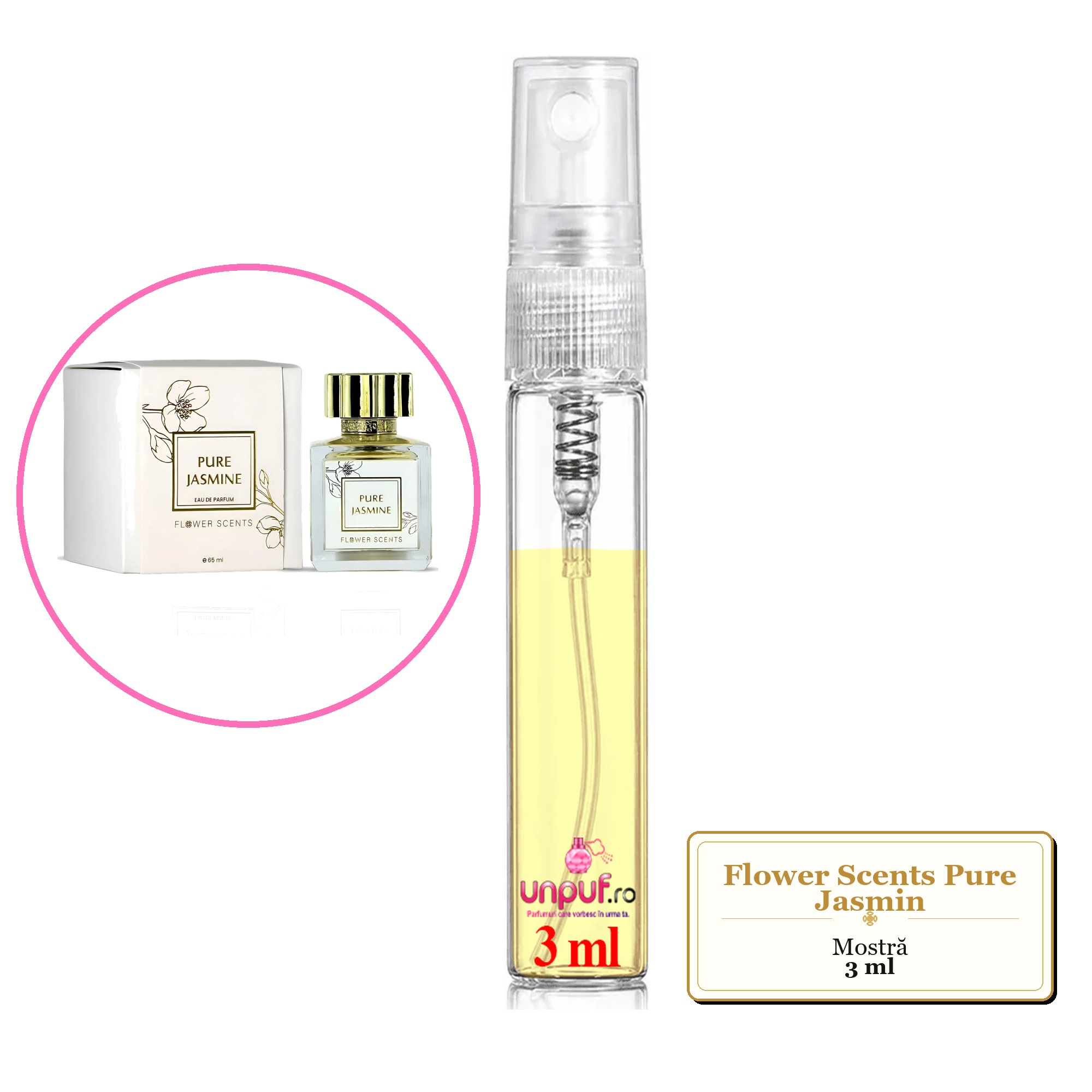 Mostra fiola din Parfumul Flower Scents Pure Jasmin, decant sticla cu pulverizator