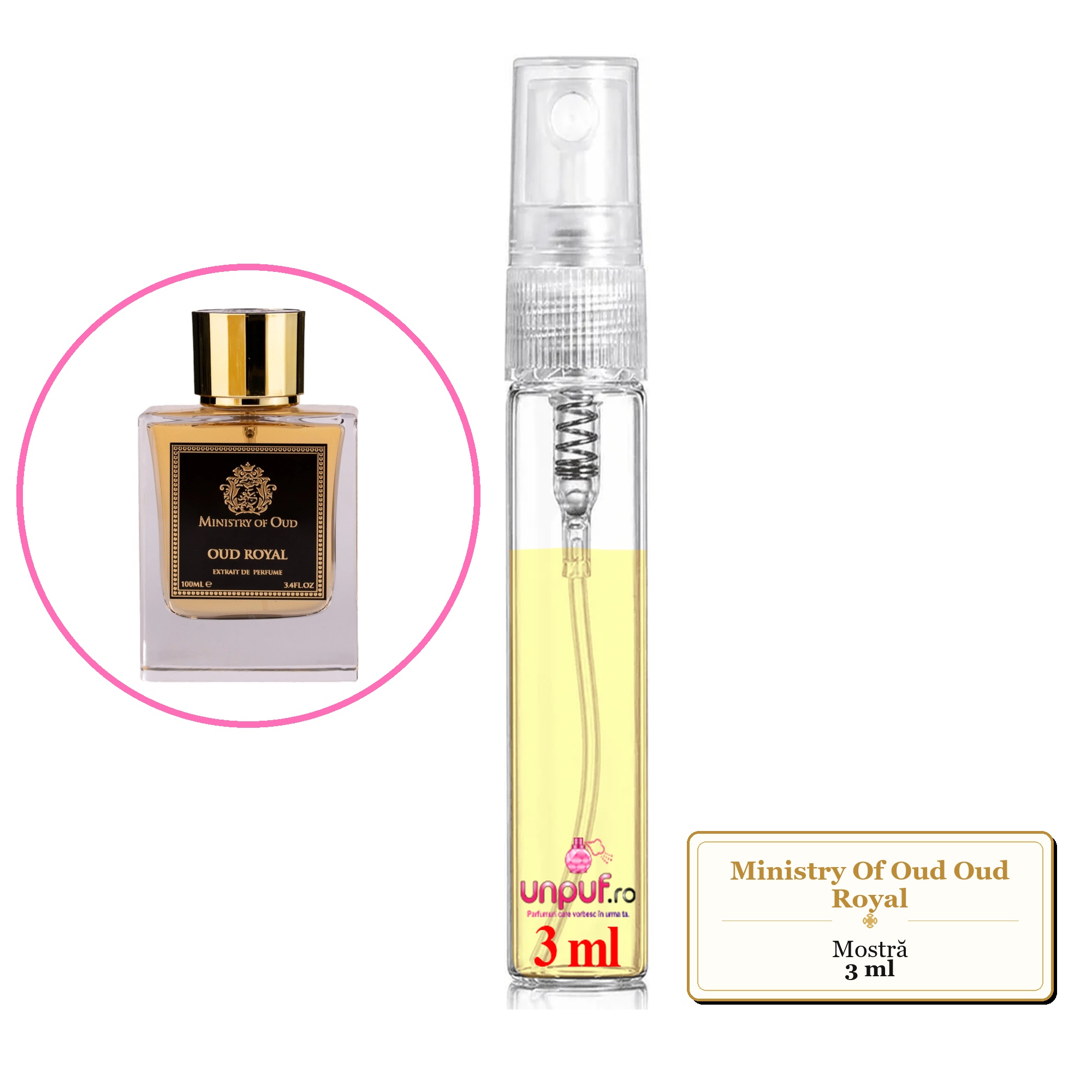 Mostra fiola din Parfumul Ministry Of Oud Oud Royal, decant sticla cu pulverizator 