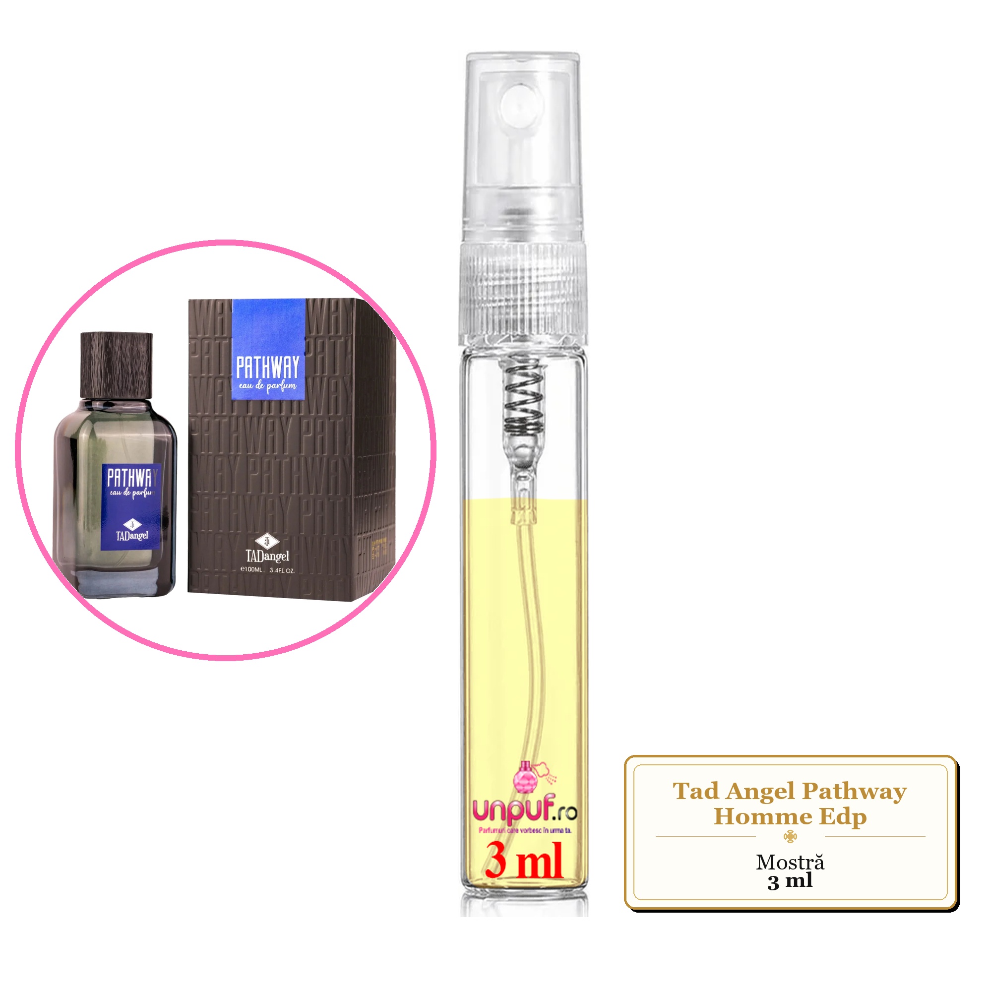 Mostra fiola din Parfumul Tad Angel Pathway Homme Edp, decant sticla cu pulverizator