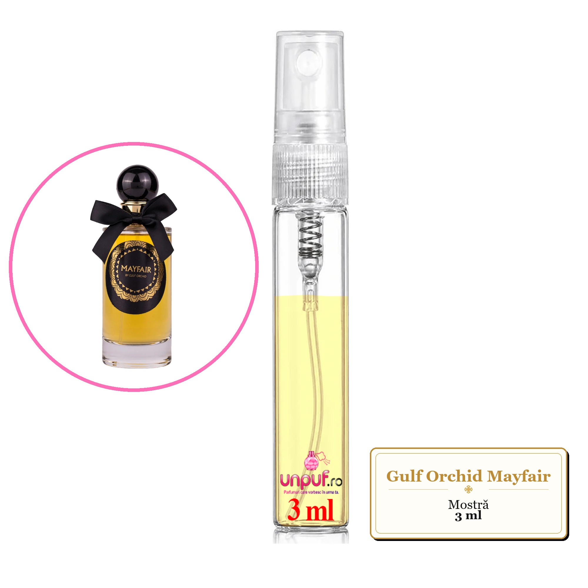 Mostra fiola din Parfumul Gulf Orchid Mayfair, decant sticla cu pulverizator 
