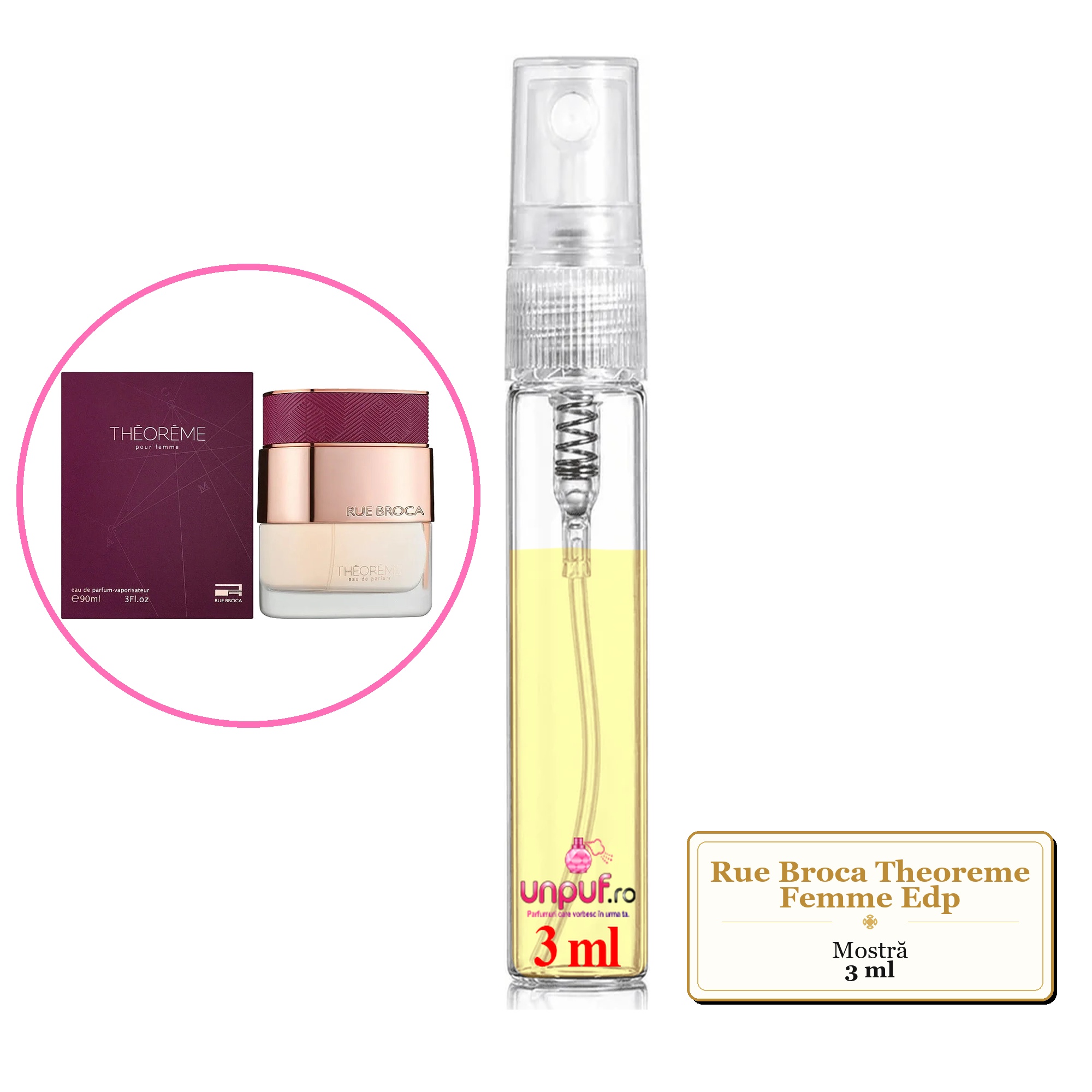 Mostra fiola din Parfumul Rue Broca Theoreme Femme Edp, decant sticla cu pulverizator 