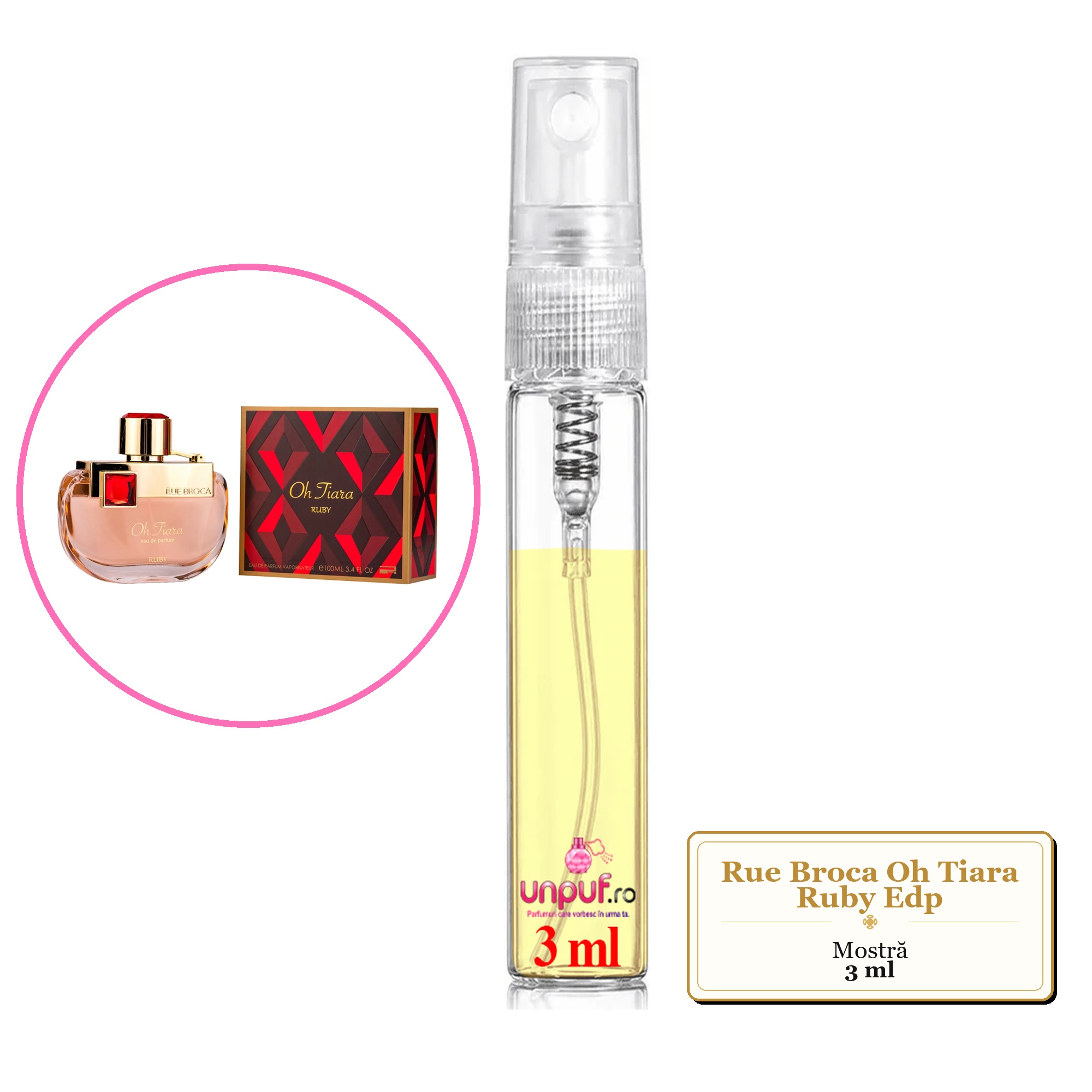 Mostra fiola din Parfumul Rue Broca Oh Tiara Ruby Edp, decant sticla cu pulverizator 
