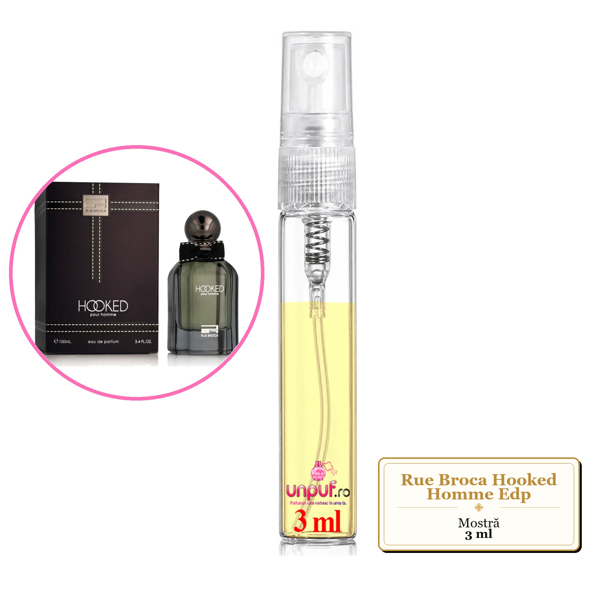 Mostra fiola din Parfumul Rue Broca Hooked Homme Edp, decant sticla cu pulverizator