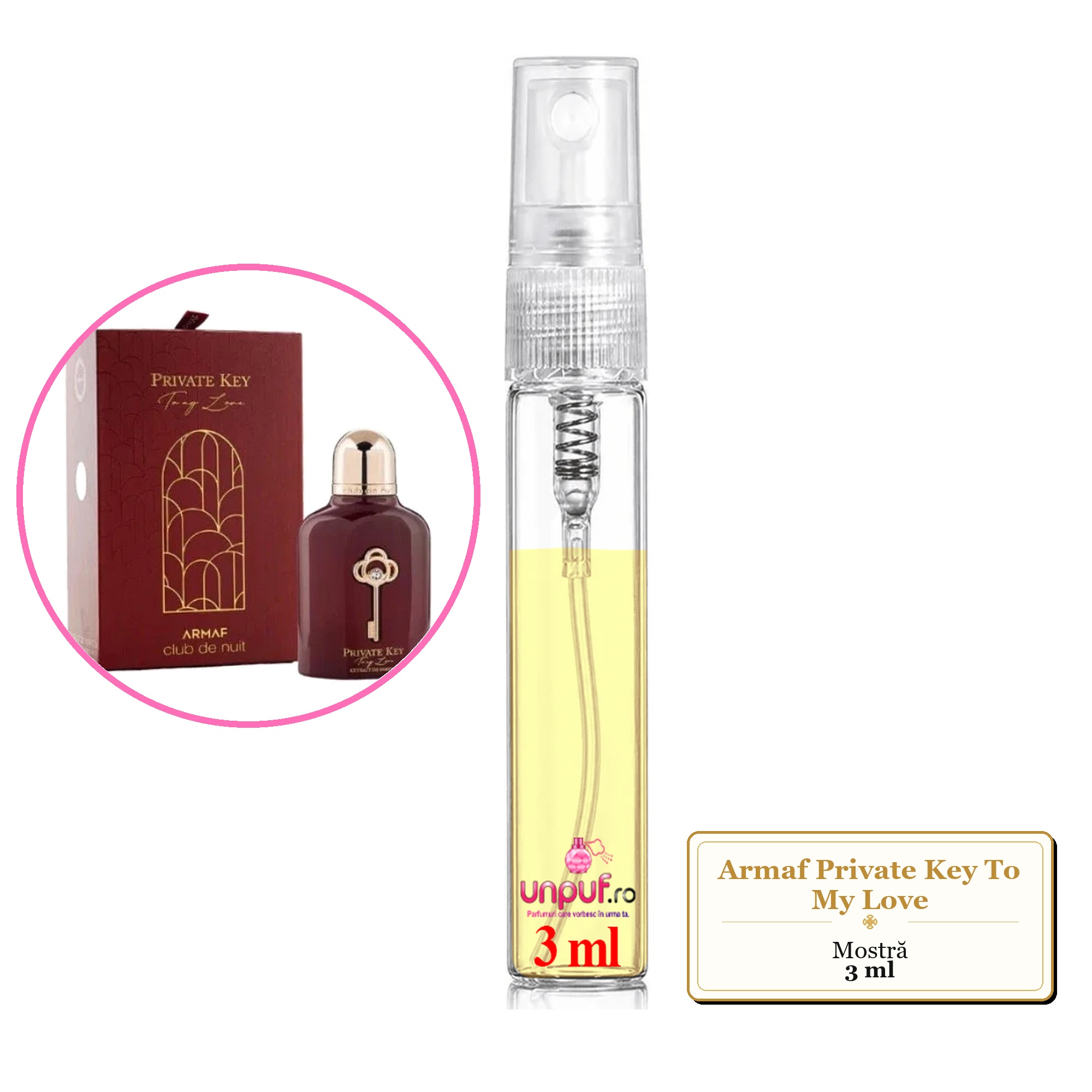 Mostra fiola din Parfumul Armaf Private Key To My Love, decant sticla cu pulverizator